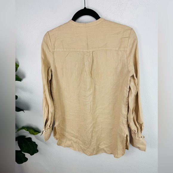 NEW THEORY Popover Long Sleeve Linen Tunic Shirt Size P - Picture 7 of 9